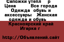 Сапожки утепл. 39р. › Цена ­ 650 - Все города Одежда, обувь и аксессуары » Женская одежда и обувь   . Красноярский край,Игарка г.